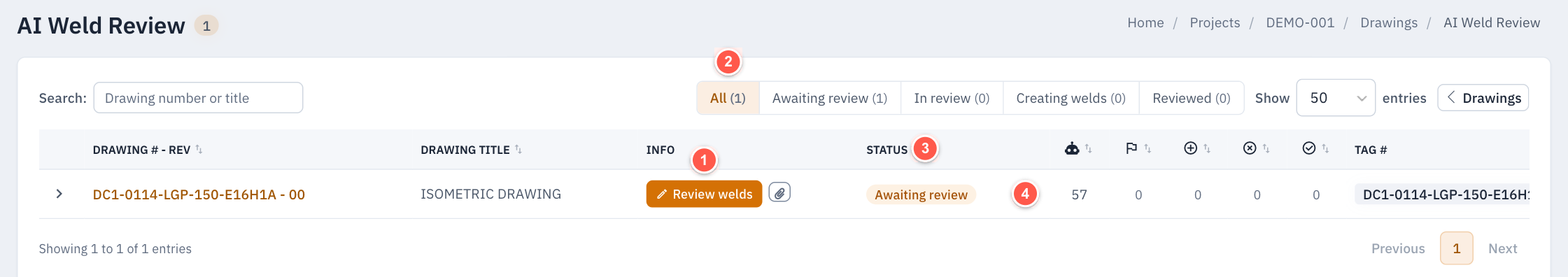 AI Weld Review list