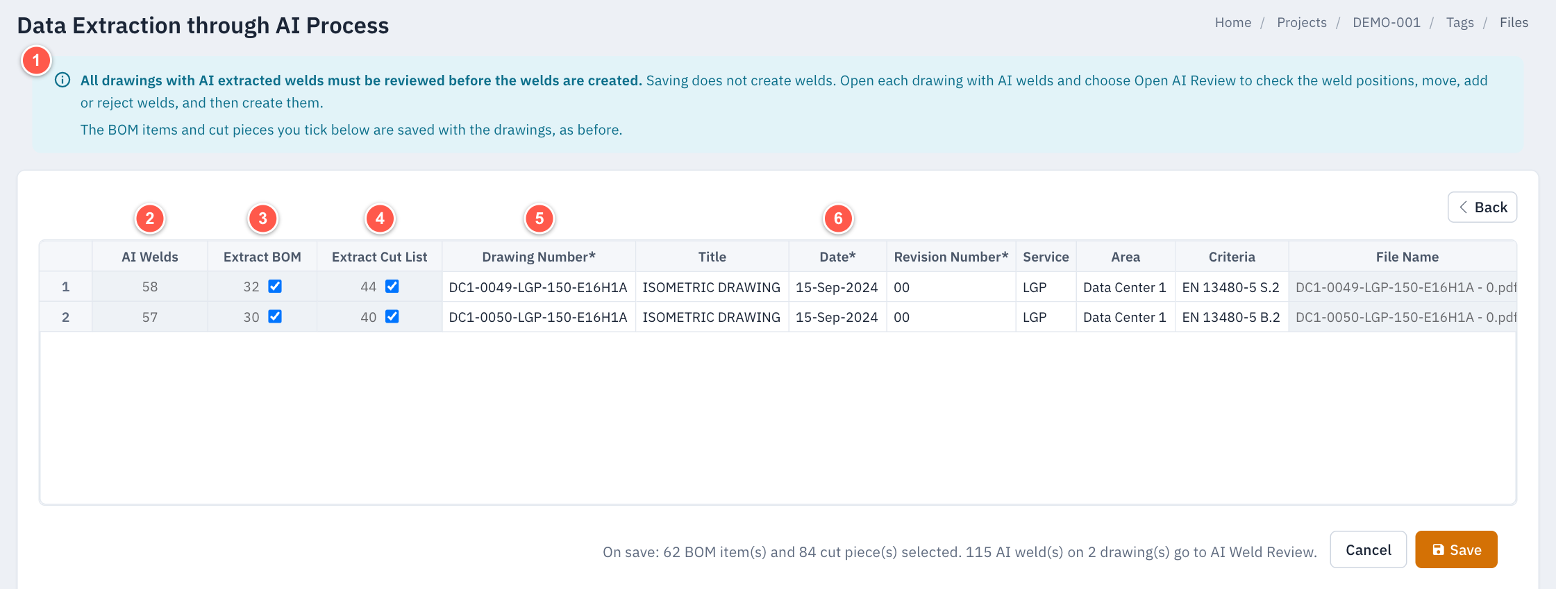 Check the extracted data
