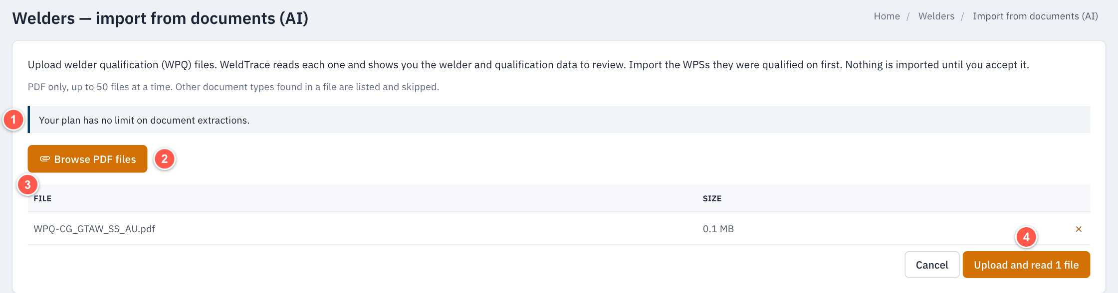 Upload the WPQ files
