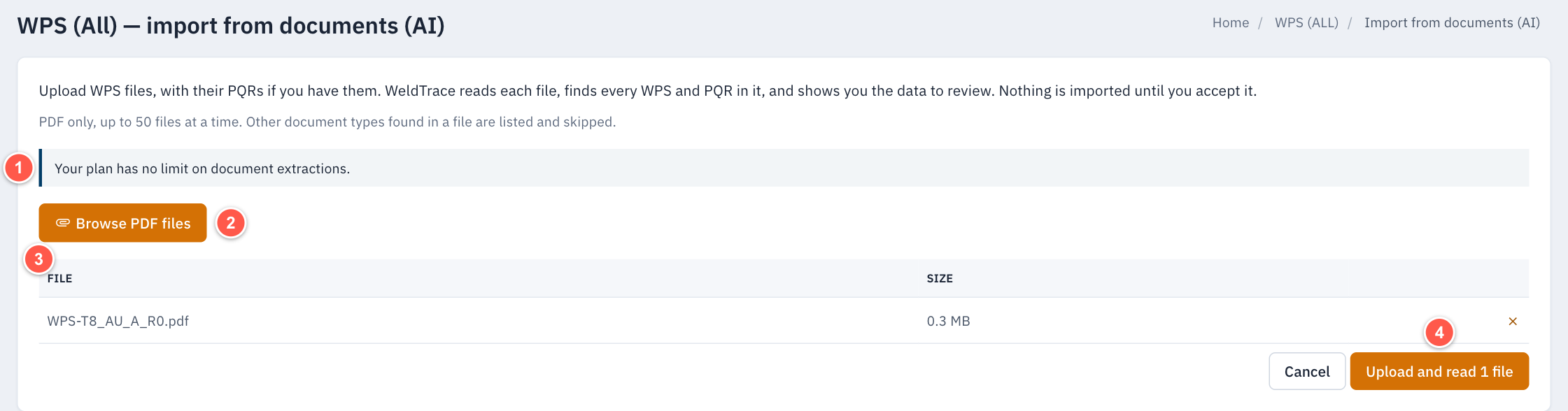 Upload the WPS files