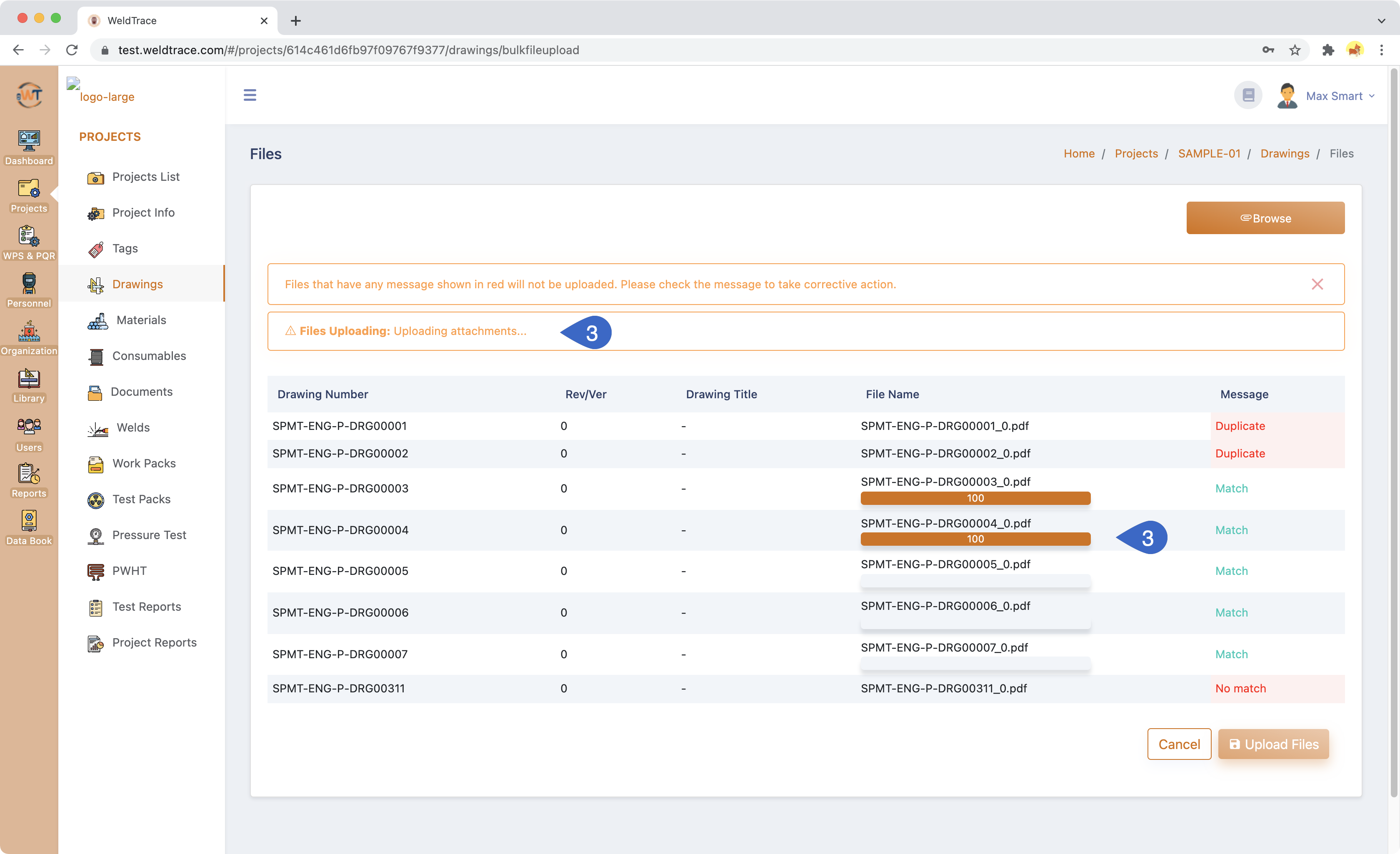 Bulk File Upload Feature In WeldTrace